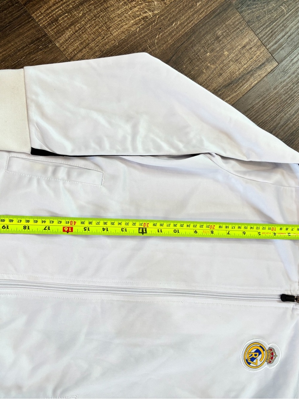 Kids White Real Madrid Ronaldo Track Jacket with Black Trim - Picture 3 of 6
